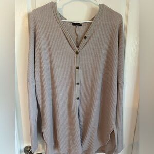 Miholl Gray Knit Top with Buttons